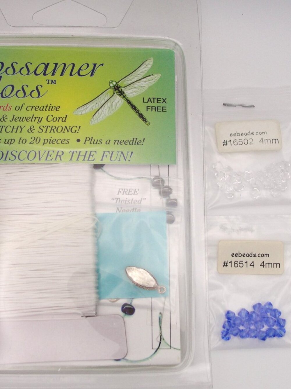 Swarovski 4mm Bicone Crystal Set Clear, Sapphire, Jonquil (60pc) Gossamer Floss - Picture 2 of 6